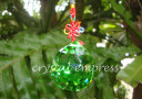 Faceted Wood Element Green Hanging Crystal Ball Tassel