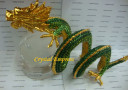 Bejeweled Green Dragon With Crystal Globe