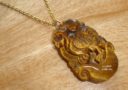 Tiger Eye Rooster Zodiac Necklace (Stainless Steel)