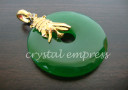 Jade Disc Pendant With Gold Plated Victory Banner