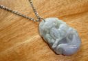 Jade Sheep Zodiac Necklace (Stainless Steel)