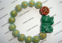 Money Cat with 12mm Jade Mantra & I-Ching Coin Bracelet (Wood Element)