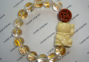Money Cat with 12mm Clear Quartz Mantra & I-Ching Coin Bracelet (Metal Element)