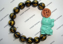 Money Cat with 12mm Black Onyx Mantra & I-Ching Coin Bracelet (Water Element)