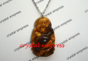 Standing Laughing Buddha Tiger Eye Stainless Steel Necklace