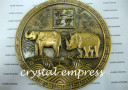 Brass Rhinoceros & Elephant Plaque