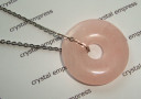 Rose Quartz Donut Disc Necklace (Stainless Steel)