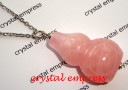 Rose Quartz Wu Lou Stainless Steel Necklace