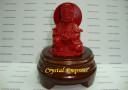 Kuan Yin with Vessel on Wooden Stand (Red)