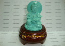 Kuan Yin with Vessel on Wooden Stand (Blue)