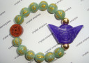 Purple Jade Ingot & I-Ching Coin with 12mm Jade Mantra Bracelet
