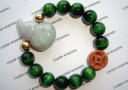Jade Wu Lou & I-Ching Coin with 12mm Green Tiger Eye Bracelet