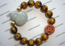 Jade Wu Lou & I-Ching Coin with 12mm Yellow Tiger Eye Mantra Bracelet