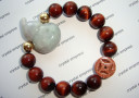 Jade Wu Lou & I-Ching Coin with 12mm Red Tiger Eye Bracelet