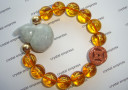 Jade Wu Lou & I-Ching Coin with 12mm Citrine Mantra Bracelet