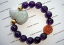 Jade Wu Lou & I-Ching Coin with 12mm High Grade Amethyst Bracelet