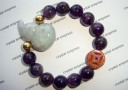 Jade Wu Lou & I-Ching Coin with 12mm Amethyst Bracelet