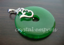Jade Disc Pendant with HUM Symbol (White Gold Plated)