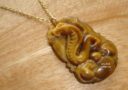 Medium Tiger Eye Snake Zodiac Necklace (Stainless Steel)