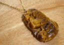 Medium Tiger Eye Rooster Zodiac Necklace (Stainless Steel)