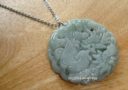 Jade Dragon & Phoenix Stainless Steel Necklace (Icy Jade)