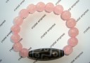 9 Eye Dzi with Raw Rose Quartz Lotus Beads
