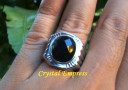 Small Oval Faceted Black Onyx Ring (Stainless Steel)