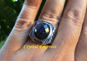 Small Oval Faceted Goldstone Ring (Stainless Steel)