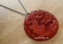 Red Jasper Dragon & Phoenix Stainless Steel Necklace