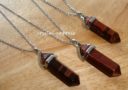 Double Terminated Red Tiger Eye Crystal Point Necklace (Silver)