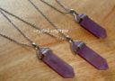 Double Terminated Amethyst Crystal Point Necklace (Silver)