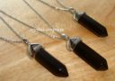 Double Terminated Black Onyx Crystal Point Necklace (Silver)