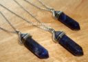 Double Terminated Blue Sodalite Crystal Point Necklace (Silver)