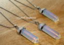 Double Terminated Opalite Crystal Point Necklace (Silver)