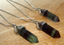 Double Terminated Fluorite Crystal Point Necklace (Silver)