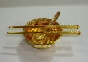 Golden Ricebowl, Spoon and Chopsticks Set (Medium)