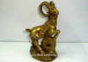 6" Brass Wealth Goat / Sheep Carrying Lucky Coins