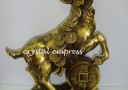 16" Brass Wealth Goat / Sheep Carrying Lucky Coins