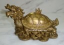 Brass Dragon Tortoise on Bed of Coins Treasure Box Container