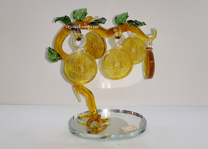 Chinese I-Ching Coins Glass Money Tree - Crystal Empress Feng Shui Store