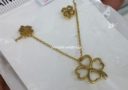 Four Leaf Clover Necklace and Earrings 3 (Gold Stainless Steel)