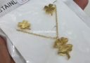 Four Leaf Clover Necklace and Earrings 1 (Gold Stainless Steel)