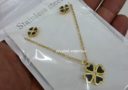 Four Leaf Clover Necklace and Earrings 2 (Gold Stainless Steel)
