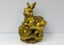Brass Rabbit on Ruyi Figurine