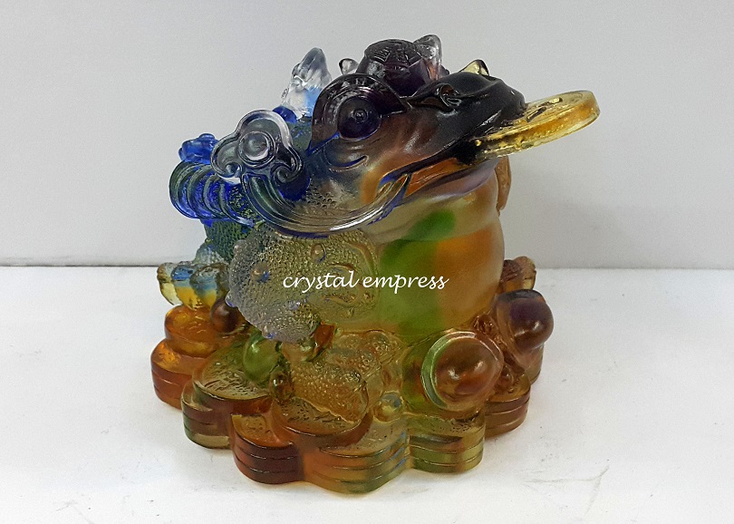 Multicolored Money Frog / 3 Legged Toad Biting Coin (Liu Li Glass ...