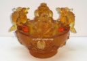 Four Money Frogs Treasure Bowl (Liu Li Glass)