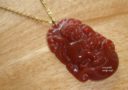 Red Agate Monkey Zodiac Necklace (Stainless Steel)