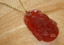 Red Agate Rooster Zodiac Necklace (Stainless Steel)