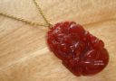 Red Agate Boar Zodiac Necklace (Stainless Steel)