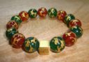 Red and Green Agate Galloping Horses Minimal Charm Bracelet